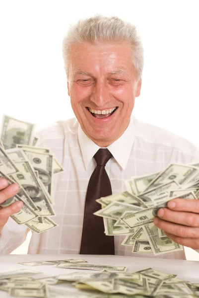 Ηλικιωμένος άνδρας εκμετάλλευση χρήματα — Φωτογραφία Αρχείου