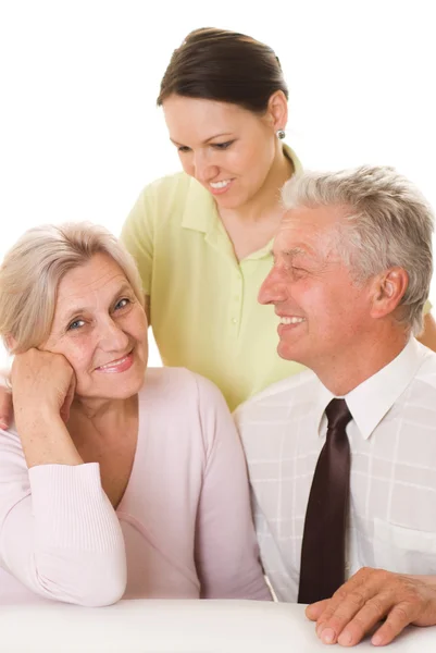 Elderly couple with a daughter — Stock Photo, Image