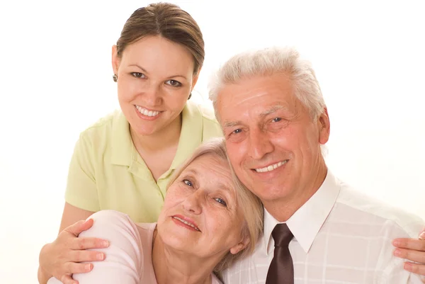 Elderly couple with a daughter — Stock Photo, Image