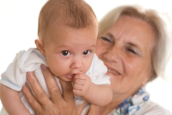 Oudere vrouw en pasgeboren — Stockfoto