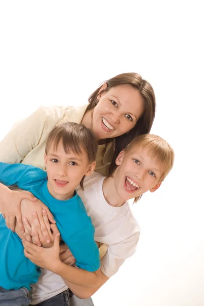 Felice mamma con i suoi figli — Foto Stock