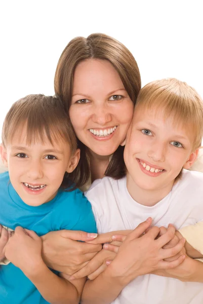 Mamá feliz con dos hijos —  Fotos de Stock
