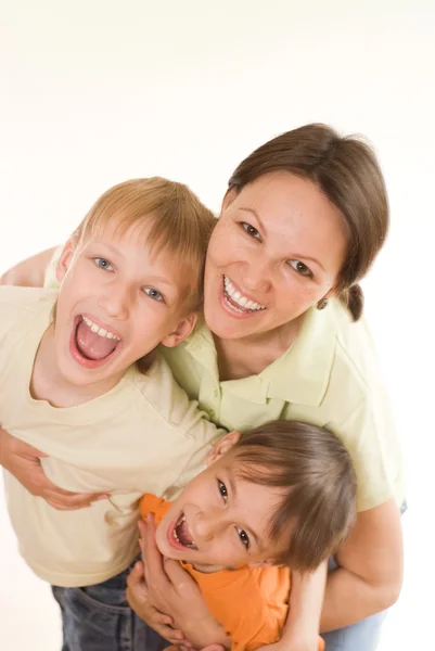 Happy mom and children — Stock Photo, Image