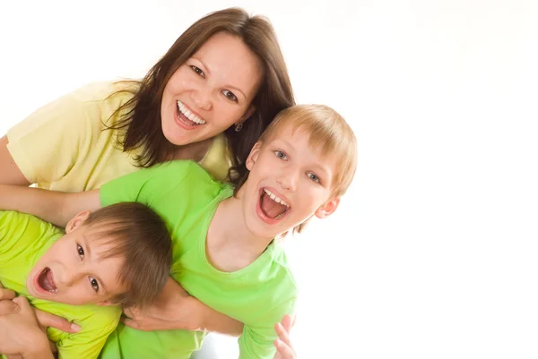 Šťastná maminka a děti — Stock fotografie
