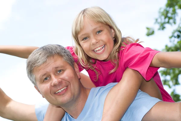 Gelukkig vader en dochter — Stockfoto