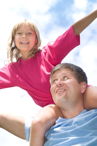 Gelukkig vader en dochter — Stockfoto