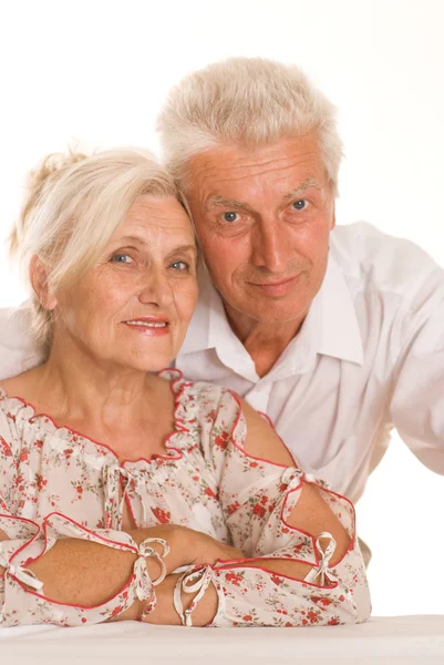 白い上の高齢者のカップル — ストック写真