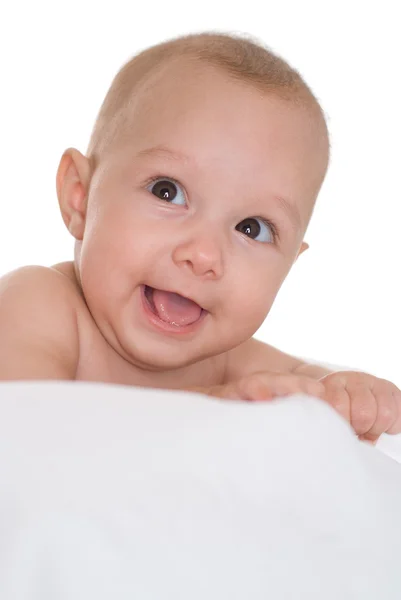L Baby auf einem weißen — Stockfoto
