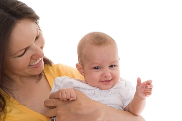 Щаслива красива молода мама тримає новонародженого — стокове фото