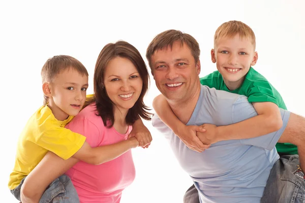 Famaly in a color clothes — Stock Photo, Image