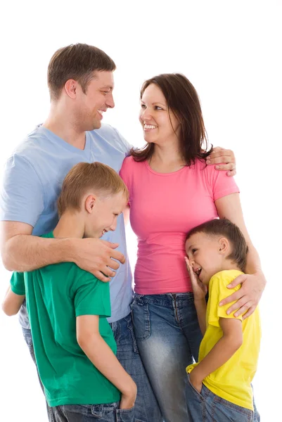 Szczęśliwa rodzina na biały — Zdjęcie stockowe