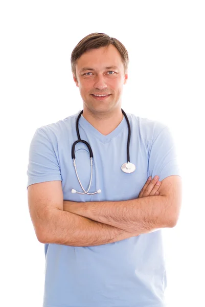 Przystojny lekarz stojący na naciągnąć — Zdjęcie stockowe