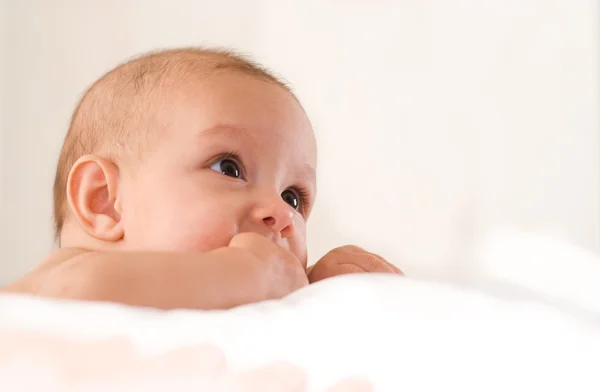 Okouzlující novorozence na bílé — Stock fotografie
