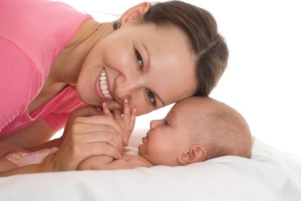 Gelukkig moeder en baby — Stockfoto