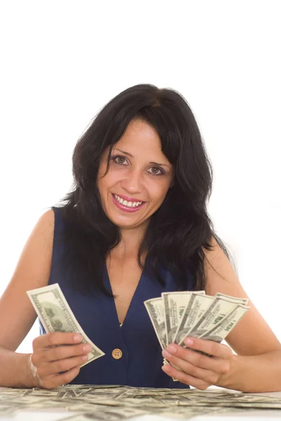 Junge Frau mit dem Geld — Stockfoto