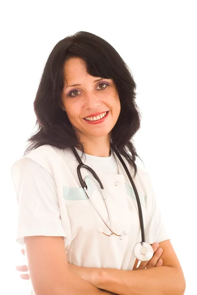 Medico donna su un bianco — Foto Stock