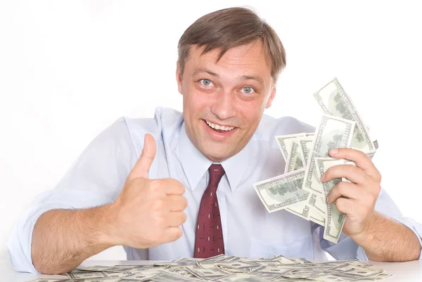 Young man holding money — Stock Photo, Image