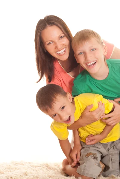 Mom with her two children — Stock Photo, Image