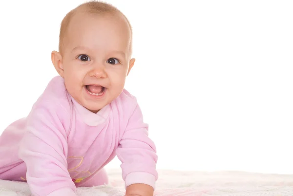 白で幸せな赤ちゃん — ストック写真