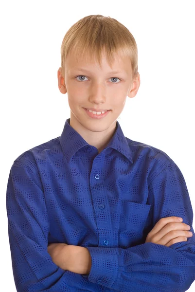 Bom menino de camisa azul — Fotografia de Stock