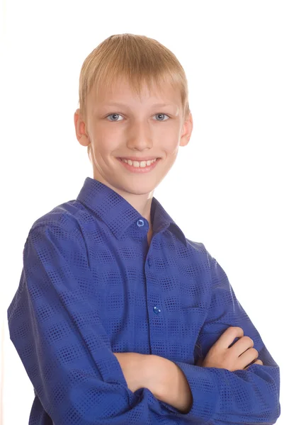 Ωραίο αγόρι στο μπλε πουκάμισο — Φωτογραφία Αρχείου