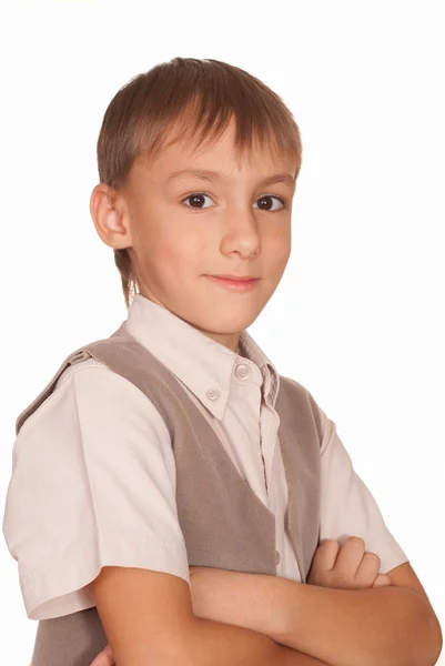 Mooie jongen op een wit — Stockfoto