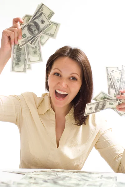 Happy woman with the mone Royalty Free Stock Photos