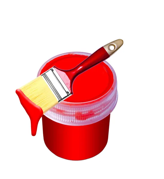 Cubo de pintura roja —  Fotos de Stock