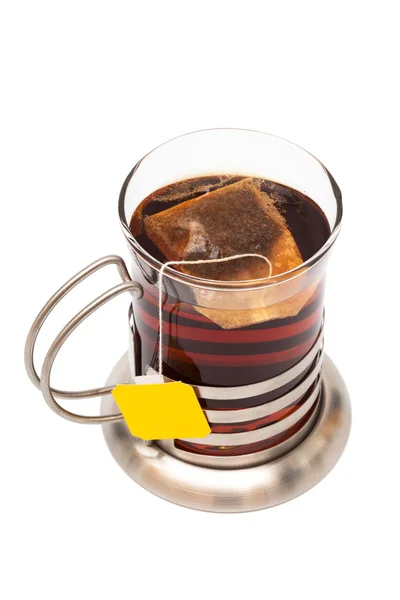 カップ ホルダーを持つガラスでお茶 — ストック写真