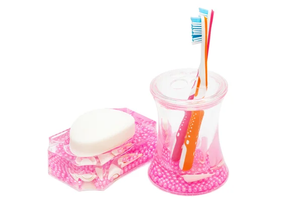 Toothbrushes and soap — Stock Photo, Image