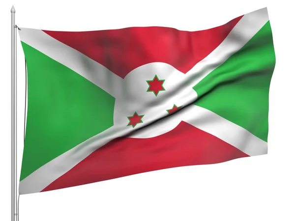 Létající vlajka burundi - všechny země — Stock fotografie