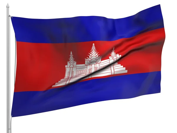 Létající vlajka Kambodži - všechny země — Stock fotografie
