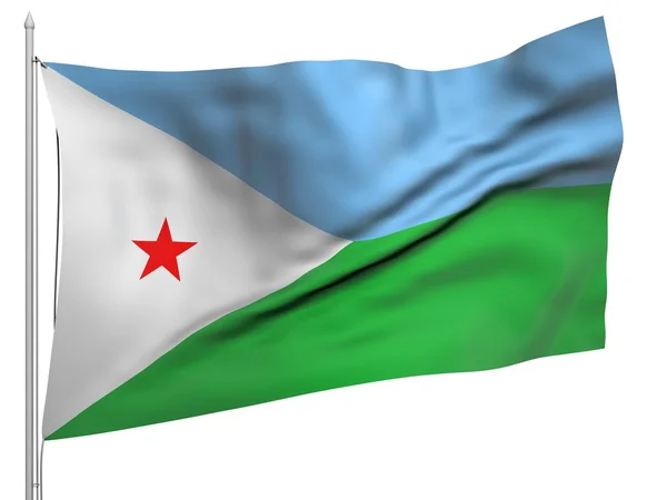 Flying Flag of Djibouti - All Countries — Stock Photo, Image