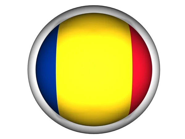 Εθνική σημαία της Ρουμανίας. στυλ κουμπιού . — Φωτογραφία Αρχείου
