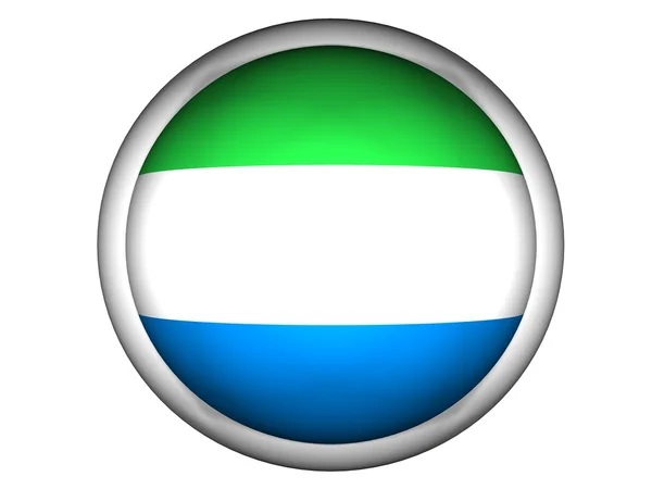 National Flag of Sierra Leone . Button Style . — стокове фото