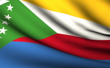 Flying Flag of Comoros . All Countries Collection . clipart