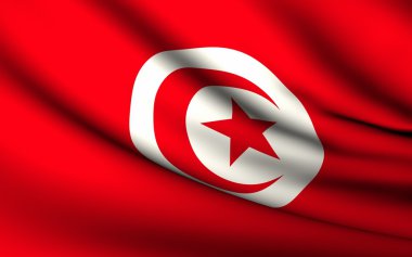 Flying Flag of Tunisia . All Countries Collection . clipart