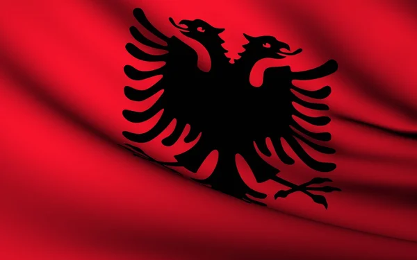 Drapelul zburător al Albaniei. Colecția tuturor țărilor  . — Fotografie, imagine de stoc