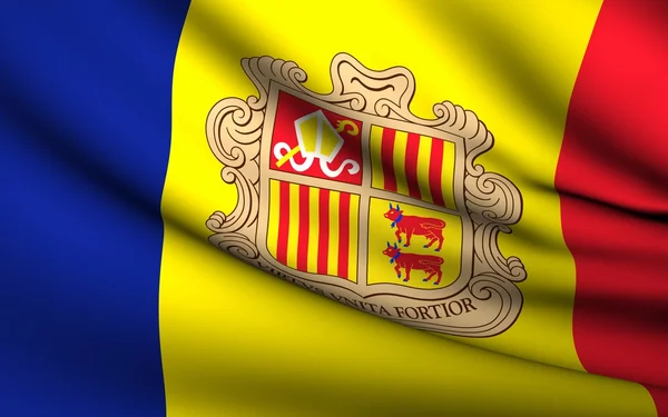 Andorra bayraklı. Bütün ülkeler koleksiyonu . — Stok fotoğraf