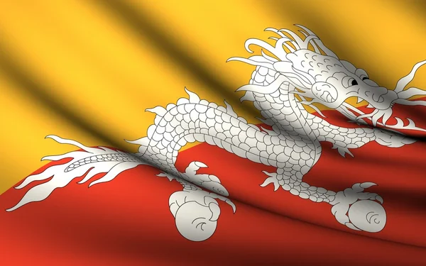 Létající vlajka Bhútánu. všechny země kolekce . — Stock fotografie