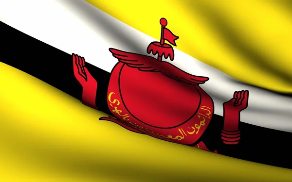 Létající vlajka Bruneje. všechny země kolekce . — Stock fotografie