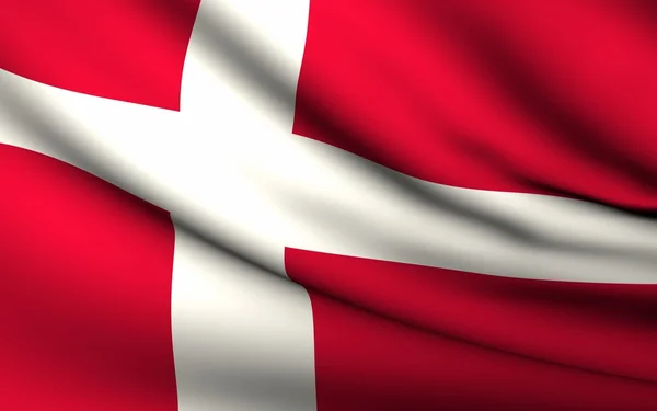 Flying Flag of Denmark . All Countries Collection . — стокове фото