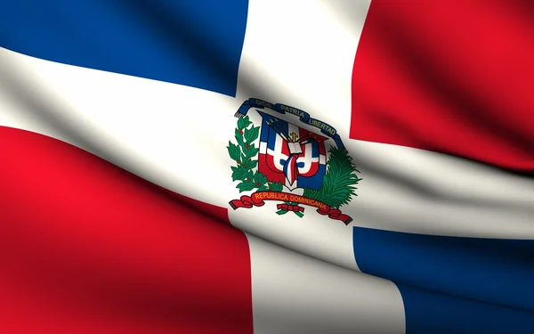 Flying Flag of Dominican Republic . All Countries Collection . — стокове фото