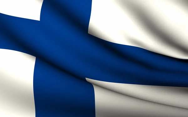 Развевающийся флаг Финляндии. Коллекция всех стран  . — стоковое фото