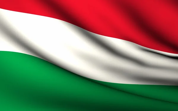 Létající vlajka Maďarska. všechny země kolekce . — Stock fotografie