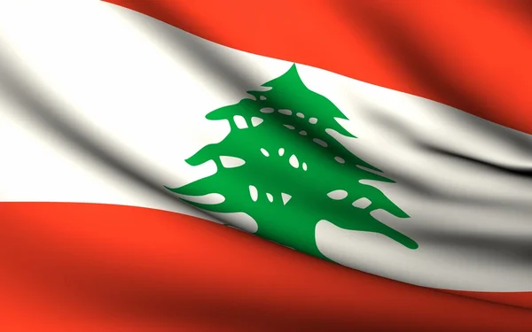 Létající vlajka Libanonu. všechny země kolekce . — Stock fotografie