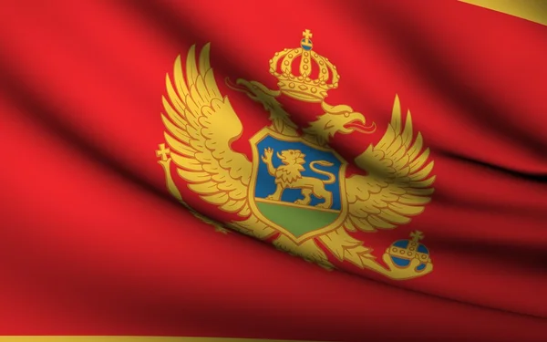Montenegros flygende flagg. Samtlige land samler inn  . – stockfoto