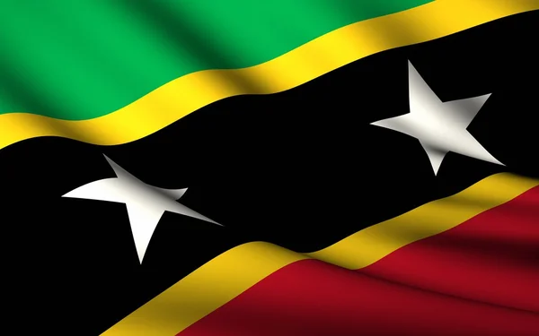 Flying Flag of Saint Kitts and Nevis — Stock Photo, Image