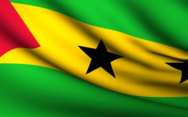 Flying Flag of Sao Tome and Principe — Stock Photo, Image