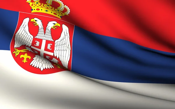 Serbias flygende flagg. Samtlige land samler inn  . – stockfoto